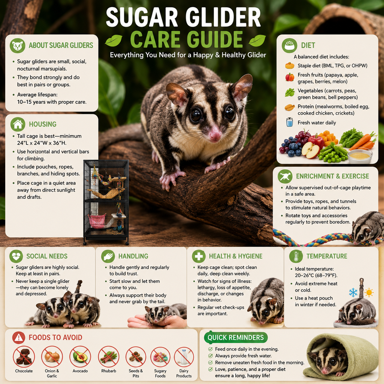 Sugar Glider Care and Diet